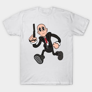 Secret agent bald assassin rubber hose vintage cartoon T-Shirt